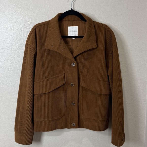 Avec Les Filles Jackets & Blazers - Avec Les Filles Brown Corduroy Boxy Jacket Flap Pockets Boho Minimalist LG EUC